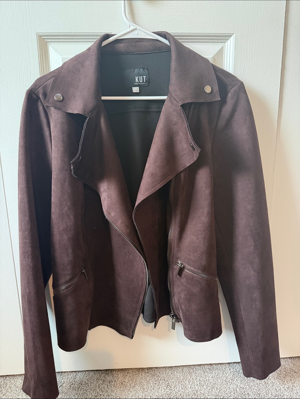 Kut from the Kloth Women's Dark Brown Suede Moto Jacket